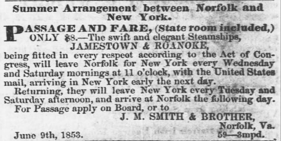 1853-Norfolk-to-NY-passage