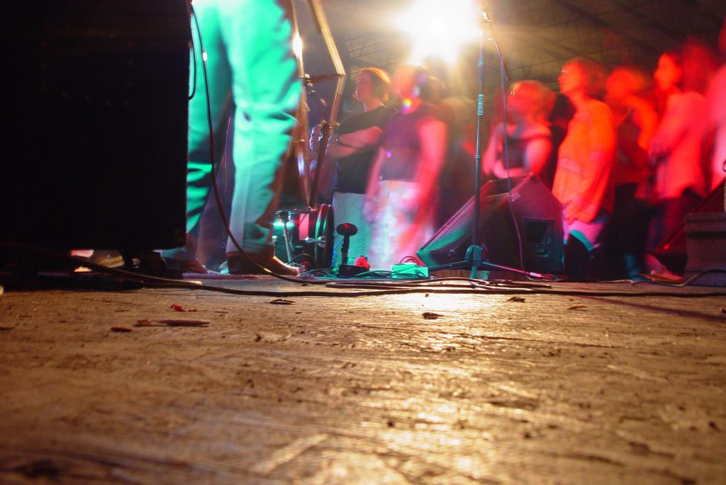 A view from the stage of a crowd at an Avett Brothers show in 2004